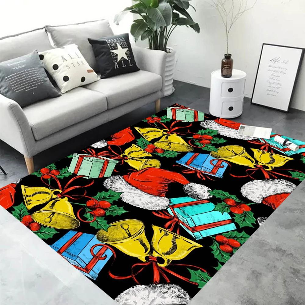 Christmas Theme Carpet for Living Room Decor Sofa Rug Christmas Tree Santa Claus Bedroom Bedside Rug Holiday and Festival Decor