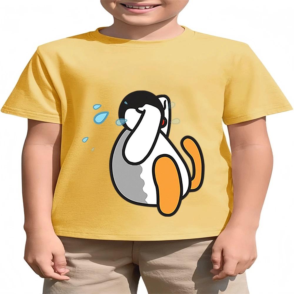 Summer Children's Pingu Fashion T-Shirt Cartoon Print Hot Sale for Boys and Girls