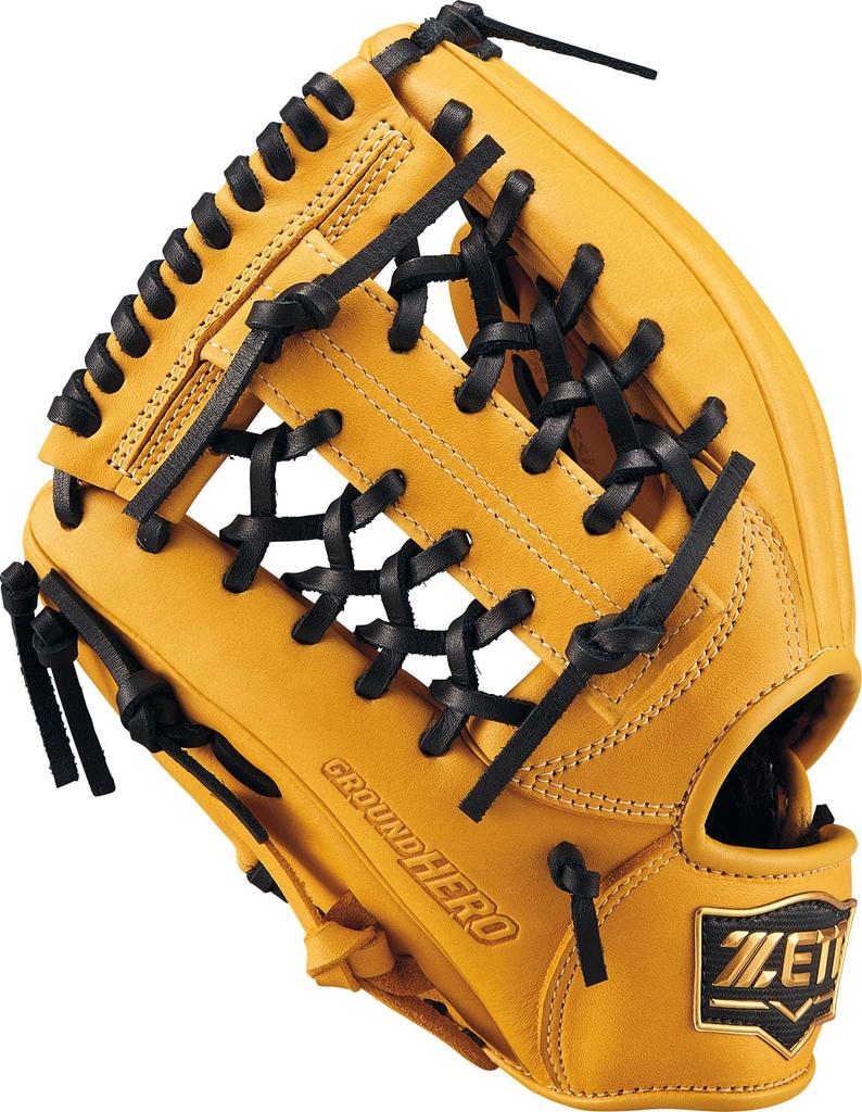 ZETT Youth Baseball Softball Ground Hero True Yellow BJGB76545F Glove, All-Around, Left-Handed Throw, (5400), Size M,
