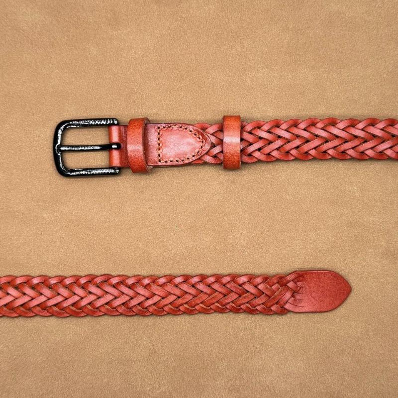 Hand-woven Leather Belt Women's Retro Casual Pin Buckle Hollow Women's Belt