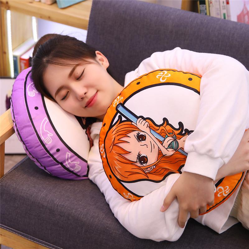 New One Piece Circular Pillow Anime Peripheral Luffy Chopper Double-Sided Printing Nap Cushion Pillow Room Sofa Decoration Gift