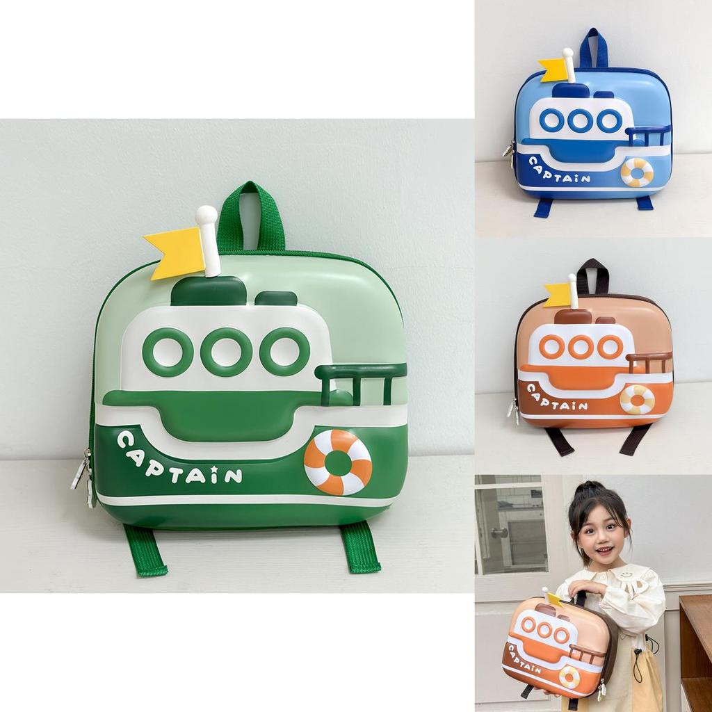 Cute Eggshell Backpack With Ship Printing Design For School Activities