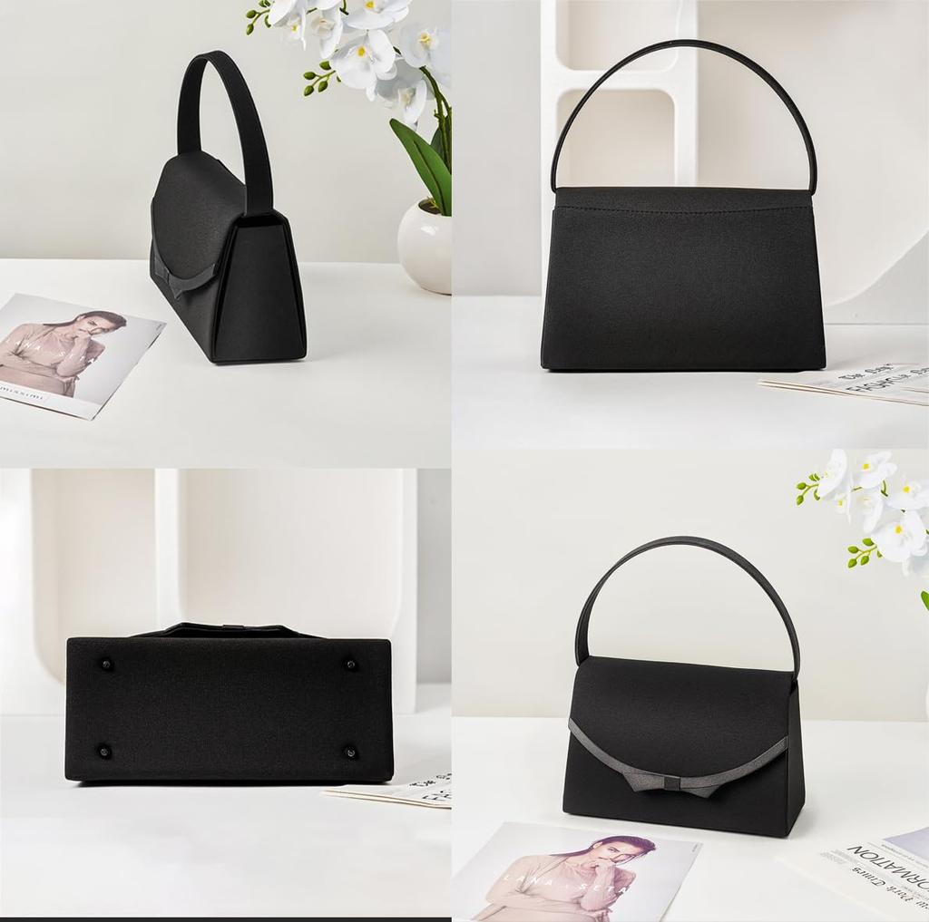 Gurina Women's Black Formal Bag, Large, Water-Repellent, Perfect for Weddings, Funerals, Entrance Ceremonies, Graduations, and More