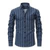 Men's High-Grade 4-Way Stretch Digital Print Striped Long Sleeve Shirt, Turn-down Collar Men Shirt Wholesale