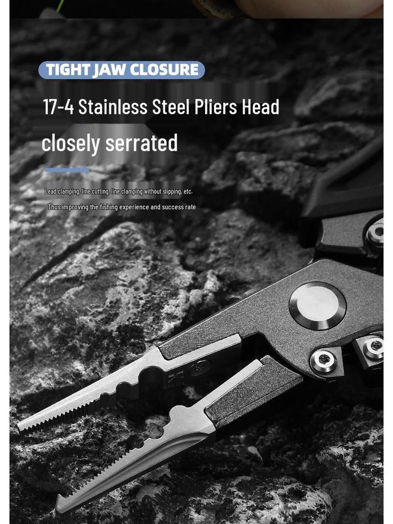 Stainless Steel Fishing Pliers - Multi-Functional Lure & Hook Remover with Split Ring Opener