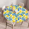 Plant Flower Patterns Round Tableclothes for Dining Table Fitted Table Protector Cover Elastic Edge Desk Decoration Waterproof