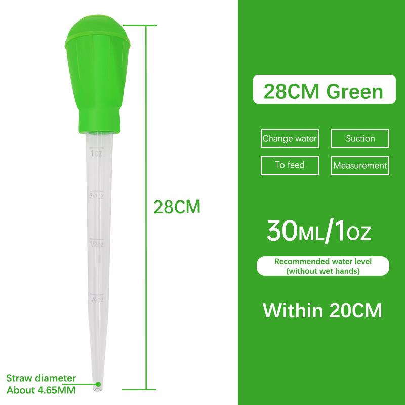 

Мини-пипетка для чистки аквариума, ручная универсальная, для чистки и кормления, всасывающая трубка 28cm зелёный