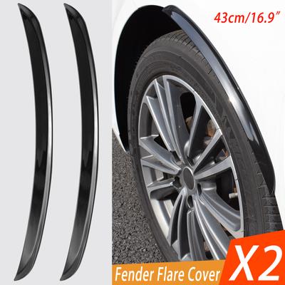 2pcs/4pcs Car Wheel Eyebrow Arch Fender Flares Cover Trim Mudguards Protective Lip Strips Mud Flaps Universal Car Accessories Black