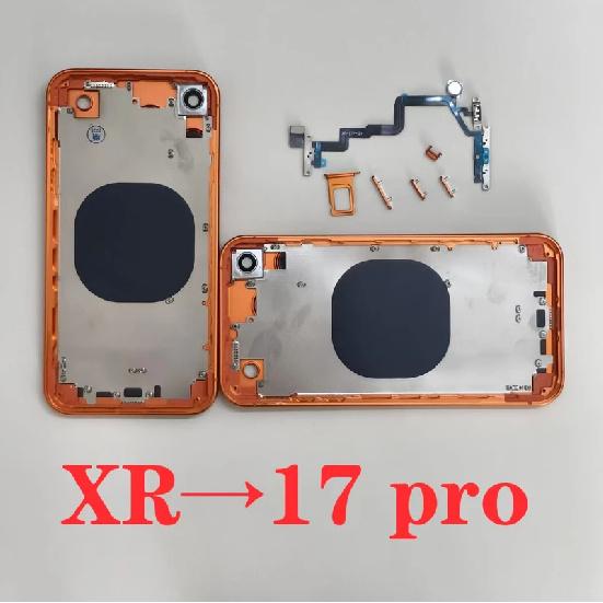 Rear Housing XR like 17 Pro With Free Gifts,XR DIY 17 Pro Back Housing+Middle Chassis Frame For iPhone XR To 17 Pro Change 17Pro