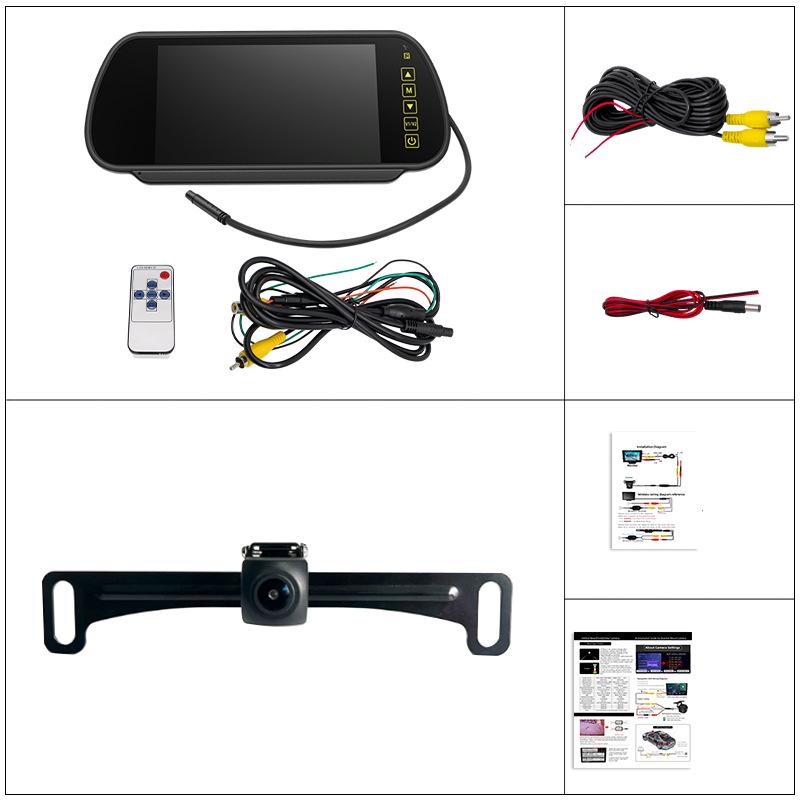 7-Inch Rearview Mirror Monitor with Wireless Reversing Camera & 7 Infrared Lights