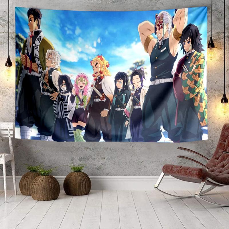 Demon Anime Group Tapestry, Unique Design Tapestry, Wall Decor for Bedroom,Livingroom, Playroom,Heartwarming Fan Holiday Gifts