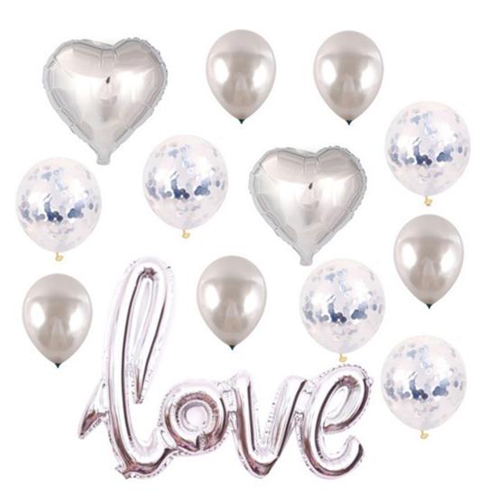 1 Set Valentinstag dekorative einfache Luftballons mit Spiegeldesign zum Aufblasen von Herz-Konfetti-Ballon-Hochzeit