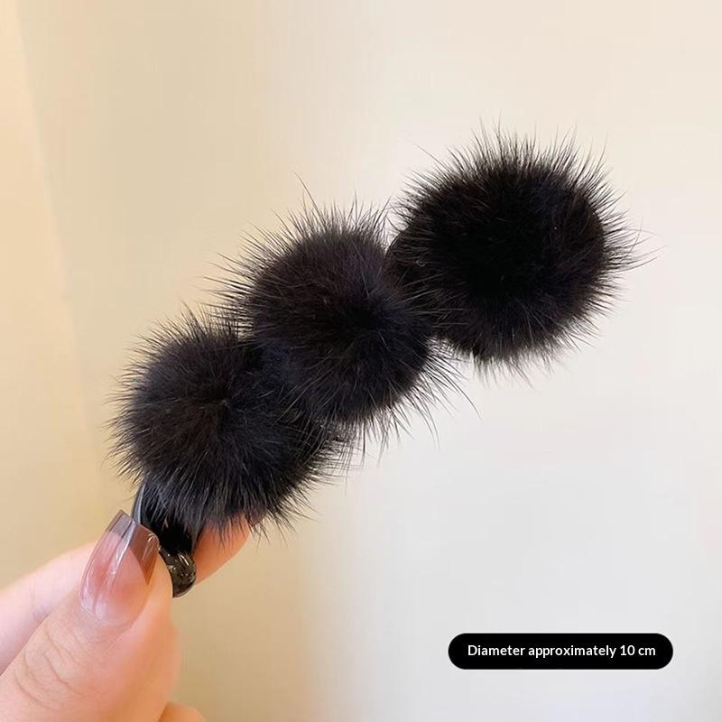 Nerz Haarklammer Banane Vertikal Flauschig Herbst Winter Hinterkopf Haarklammer Pferdeschwanz Haarklammer Kopfschmuck Zubehör