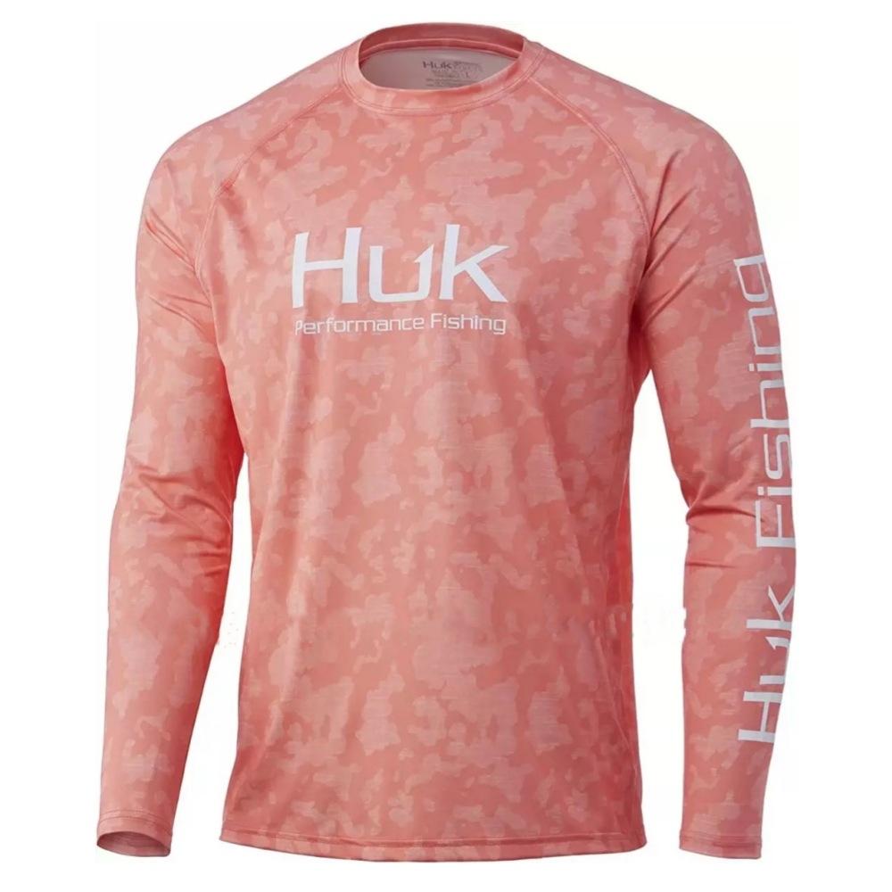 HUK fishing suit 2024 summer new upf + 50 ice silk light and breathable quick-drying fishing long-sleeved T-shirt fishing suit