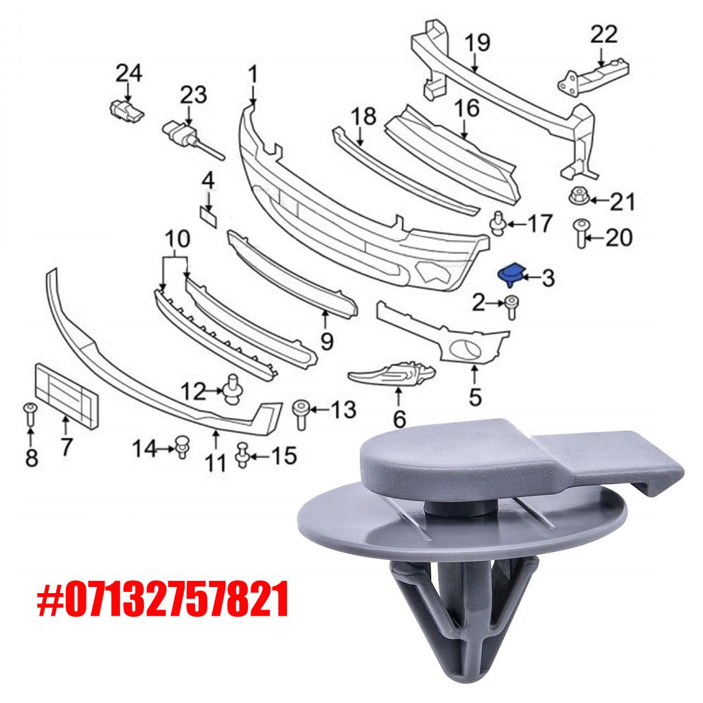 07130702516 51137034022 07132757821 Side Skirt Sill Moulding Cover Rear Wheel Arch Trim Fasteners Clips Lower Molding Rear Clip