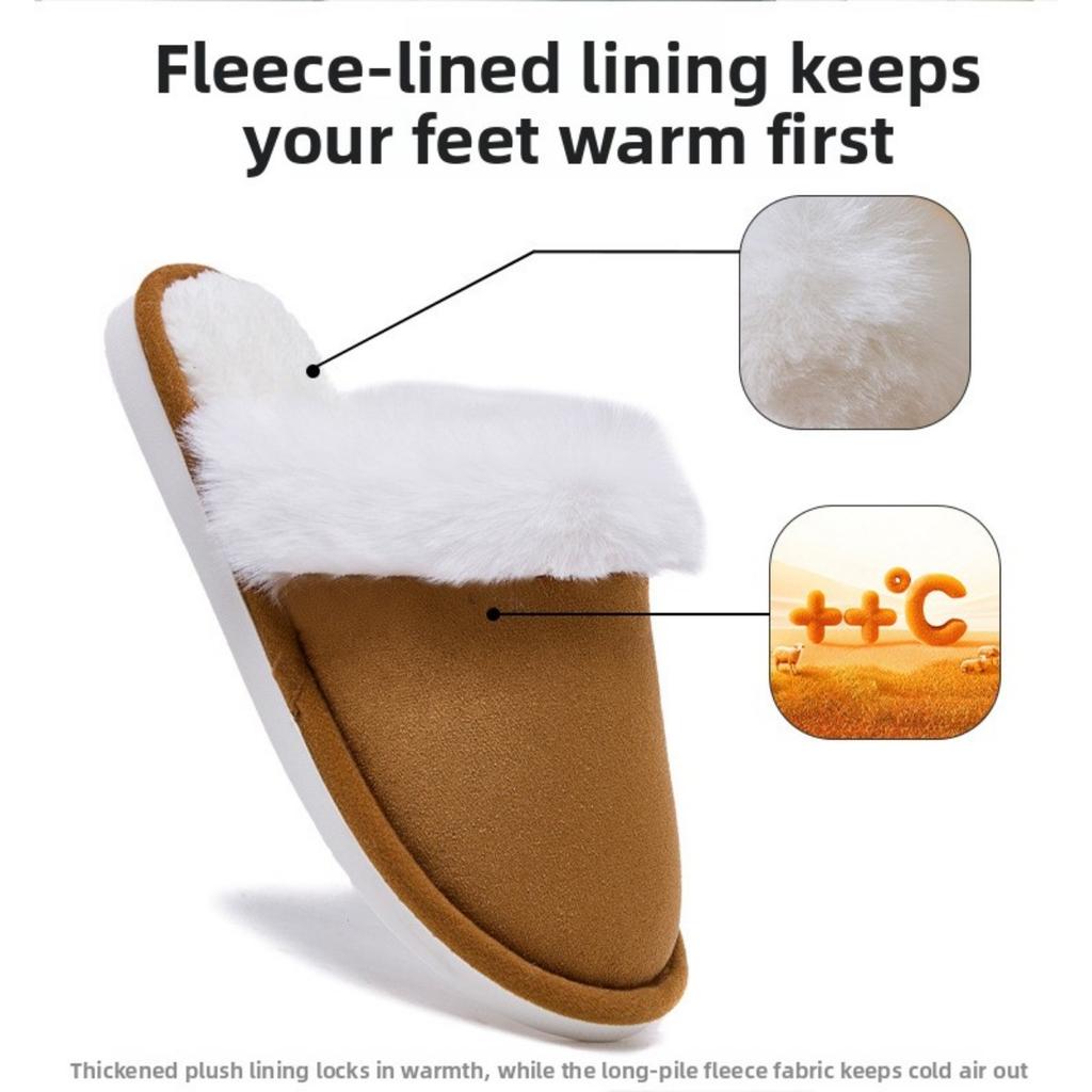 Autumn and Winter Fur Slippers for Home Use, Anti Slip and Warm Men's Slippers, Women's Slippers with Plush Soft Bottom and Warm Cotton Slippers
