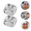 2pcs 304 Stainless Steel Divided Plates Tray For Kids Picnics