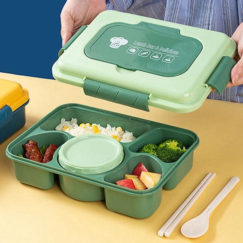 4/5 Compartment Lunch Box with Small Bowl Bento Box Leakproof Students Office Worker Microwae Heating Portable Lunch Boxes