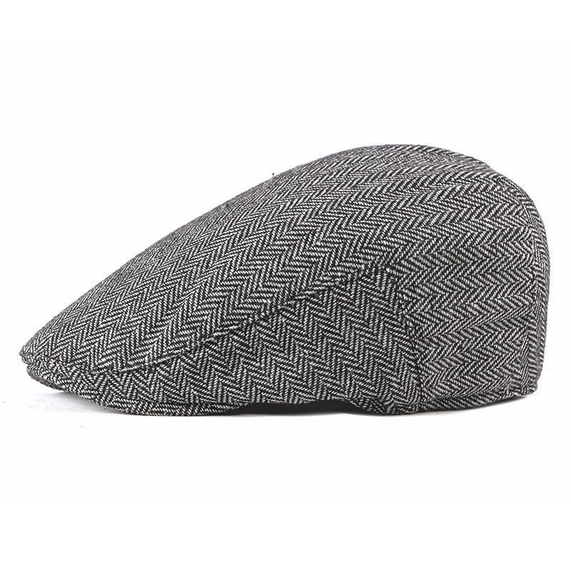 British Style Herringbone Flat Cap for Men Vintage Plaid Beret Hat Autumn Spring Casual Newsboy Cap Breathable Duckbill Hat