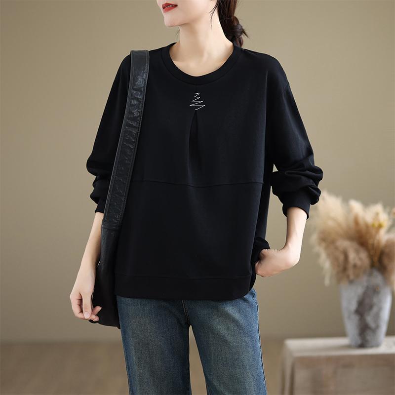 DIMANAF 2025 Autumn Plus Size T-Shirt Women Long Sleeve Pullover Hoodies Loose Tops Tees Shirt Cotton