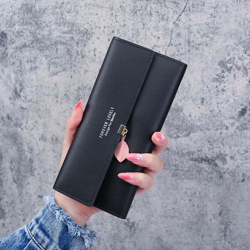 Women's Tri-fold Long Wallet: Student Coin Purse with Multi-Card Slots & Large Capacity