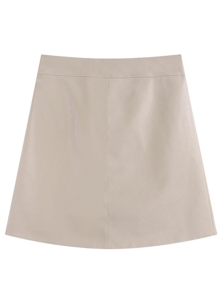 

Мини-юбка А-силуэта из черной искусственной кожи с высокой посадкой для женщин - Мода Осень/Зима XL