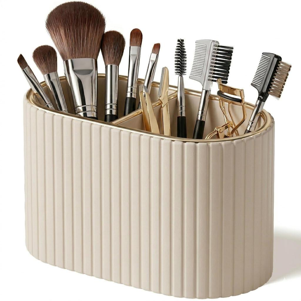 KINGFOM Makeup Brush Makeup Brush Stripe 2 Makeup Brush Makeup Brush Makeup Brush Small Item Desktop Eyebrow Eyebrow Eyelash Compact Case, Stand,