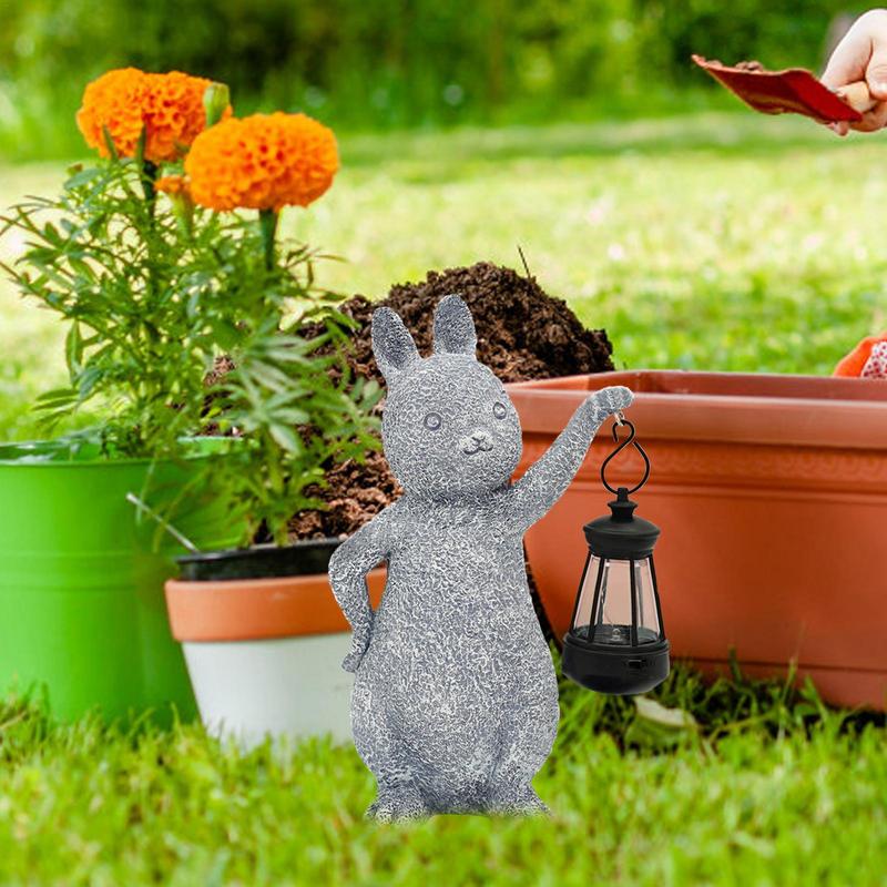 Solar Light Solar Bunny Decorative Light S Sculptures Light Cartoon For Patio Lawn Courtyard colore grigio