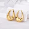 Fashion Glossy Stainless Steel U Shape Hoop Earrings For Women Gold Color Thick Geometric Ear Buckle Huggie Zircon Earrings