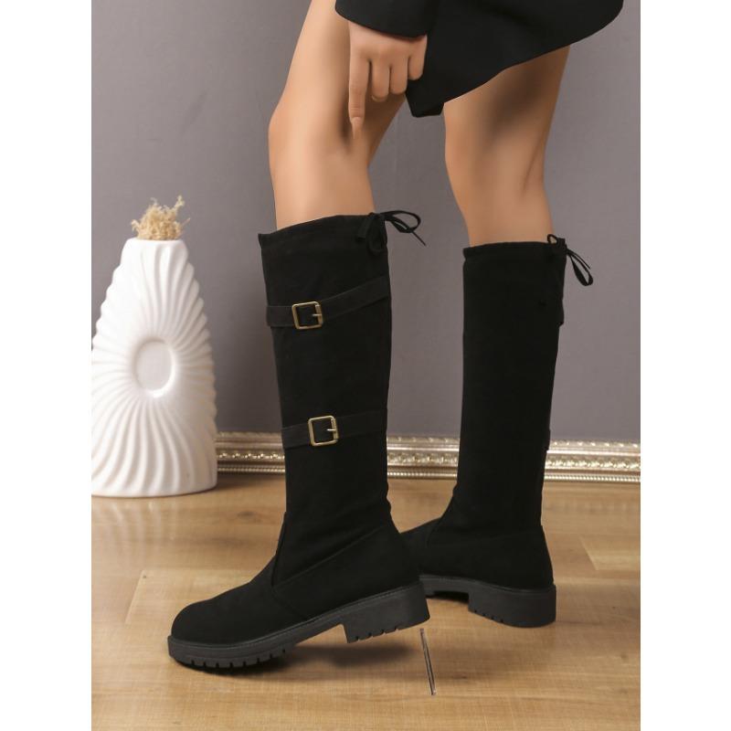 Women's Fall/Winter Plus Size Buckle Comfort Women's Sleeve Simple Suede Boots Casual Comfort