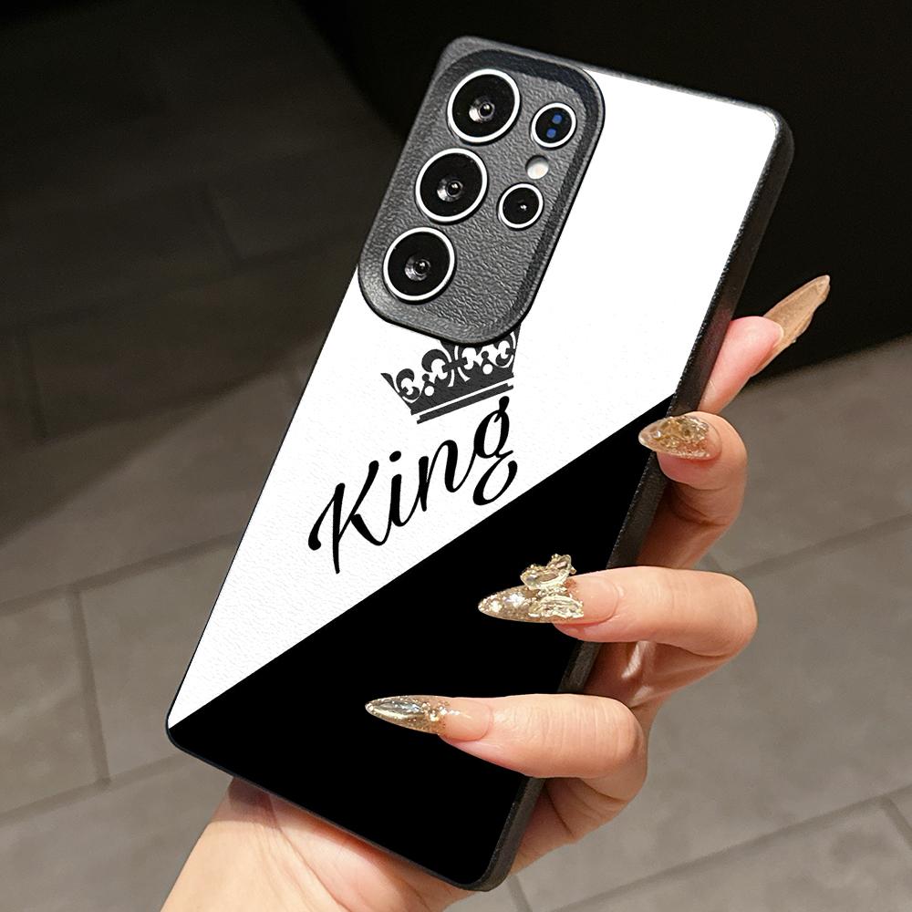 Samsung A07 A06 A16 A26 Xiaomi Redmi 13C 14C for iPhone 17 16 Pro Max Infinix Realme Phone Cases Soft brown Leather pattern TPU Case NY53 Couple King