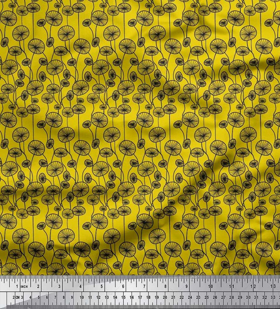 Soimoi Japan Crepe Satin Fabric Artistic Floral Decor Fabric Printed Metre 42 Inch