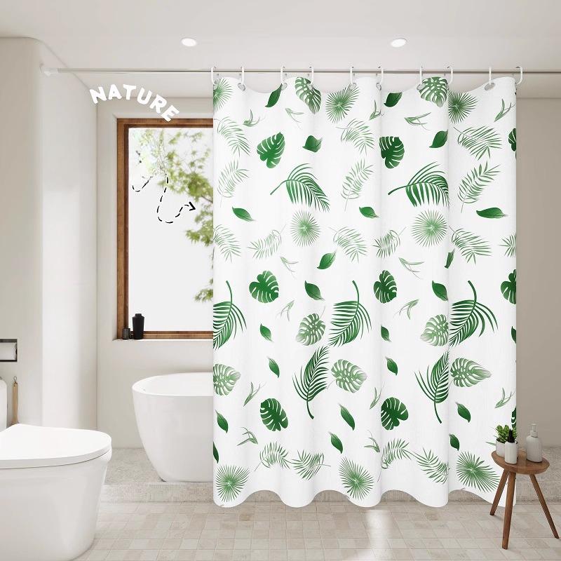 Transparent Waterproof Shower Curtain Bathroom Translucent Partition Curtain Easy Clean Wipe Mildew Proof Curtains with Hooks