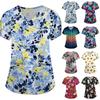 Women Short Sleeve V Neck T Shirt Floral Print Casual Loose Fit Lightweight Blouse for Everyday Wear and Activities