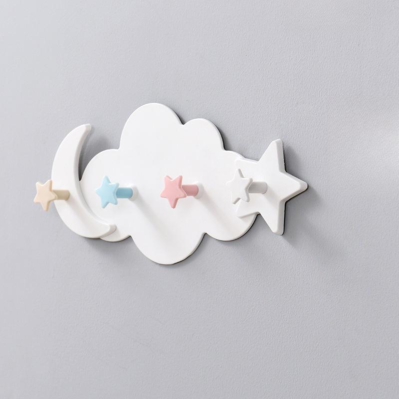 Creative Small Fresh Cloud Moon Traceless Hook Wall Mounted Living Room Key Bag Plastic Storage Rack Bathroom Towel Storage Hook