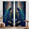 Peacock Patterned Curtains Blue Green Feathers Luxurious Style Living Room Bedroom Decoration Made Of Polyester With Pole Pocket Sitting Decor