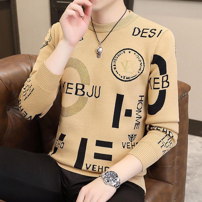 Hot Sale, Men's Fashion Personality Hot Diamond Crew Neck Sweater, Large Size Knitted Sweater