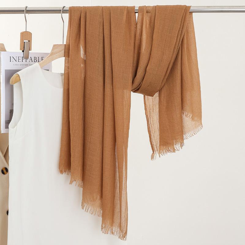 Monochrome Thin Scarf Women'S Sunscreen Shawl Solid Color Simple Imitation Cotton And Linen Silk Scarf High-End Yarn