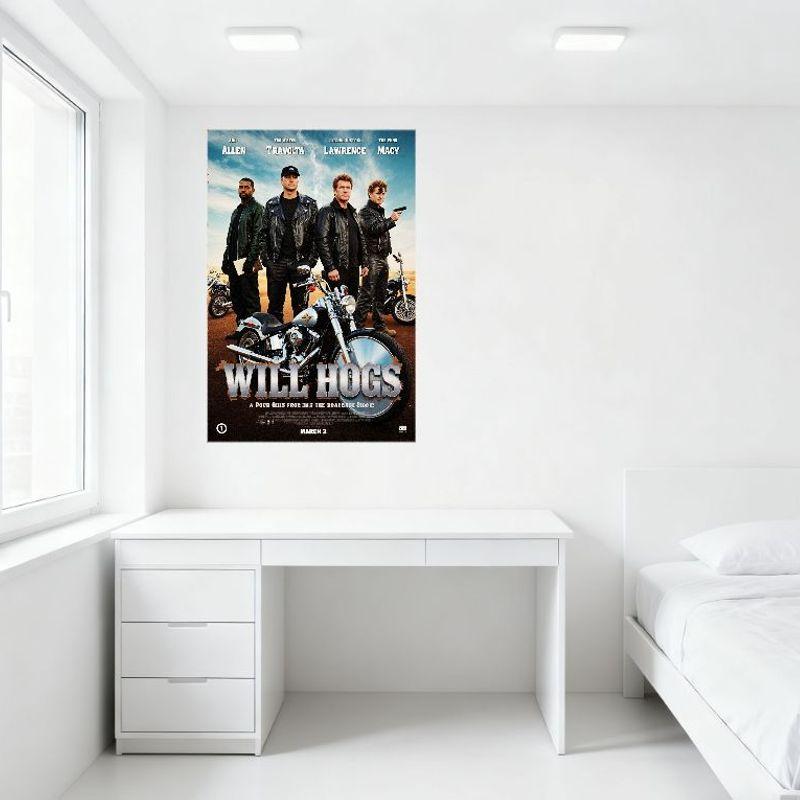 Will Hogs Movie Poster Metal Tin Sign - Vintage Action Adventure Wall Decor with Four Men In Desert - Man Cave Club Bar Home Dec