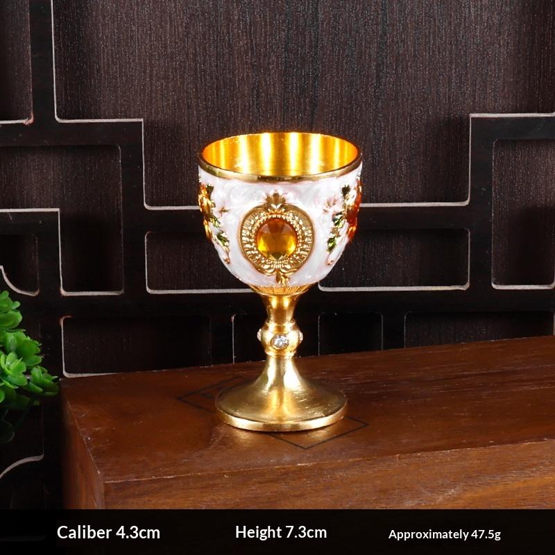 Vintage European Alloy Goblet Embossed Enamel Mini Liquor Wine Cup Multi Colors For Wedding Home Bar Table Decor Gift