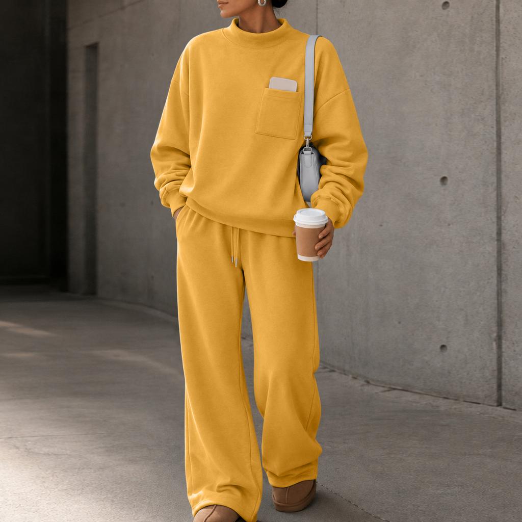 Women's Stylish Casual Long Sleeve Color 2 Piece Sweatsuit Set for Everyday Wear