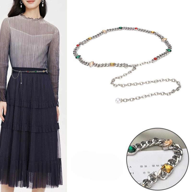 Diamond-in Waist Chain for Women European and American Metal Women's Fashionable Rhinestone Waist Decoration Fashionable Elegant Versatile Luxury
