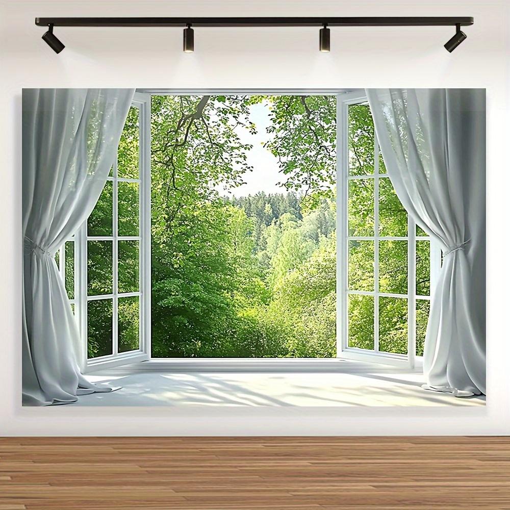 

Белая тема окна Весенний сад Безмятежная лесная сцена Гобелен Гобелен Настенный для гостиной Спальни Офиса 60x40in