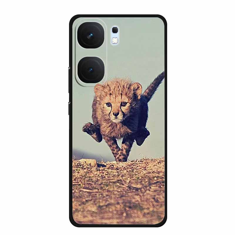 For Vivo iQOO Neo9 Pro Case TPU Silicone Soft Back Cover for Vivo iQOO Neo9 Neo 9 Black Fashion Cool Animals Coque Lion Tiger