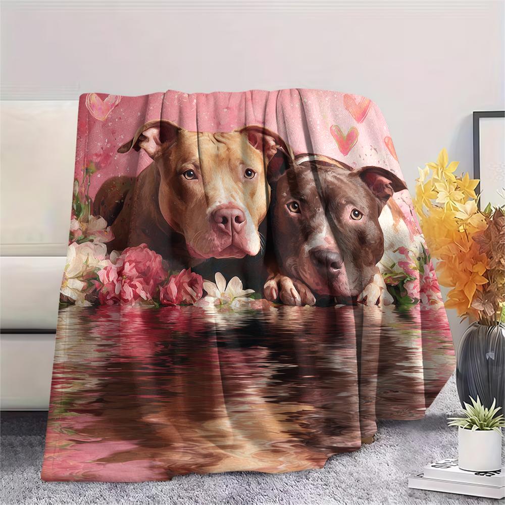 Pink Pitbull,pattern Flannel Blanket, High quality Comfortable for All Seasons, Home Decor, Warmth and Comfort, Perfect for Gifts.