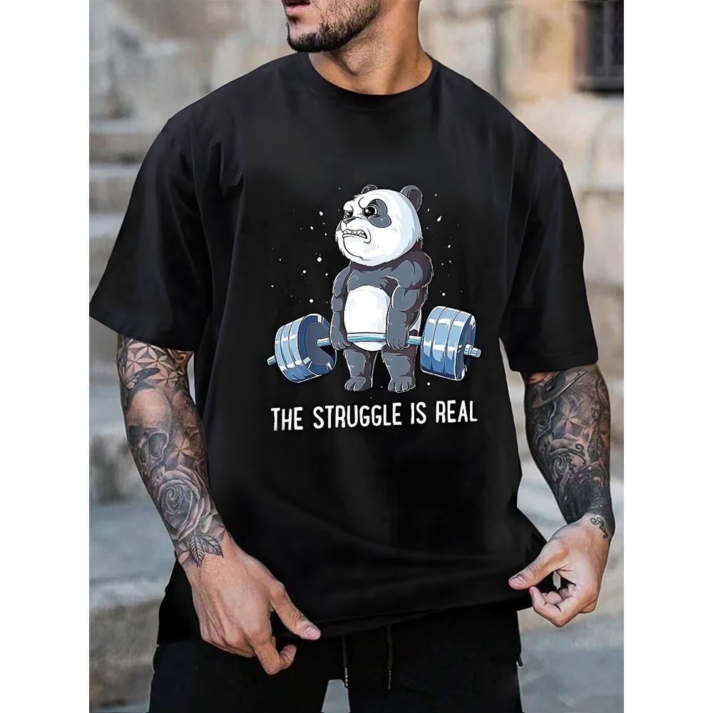 Santa Fitness Printed Men's T-shirt Fitness Sports Men's Short Sleeve Top Daily Running Workout Men's Crew Neck T-shirt