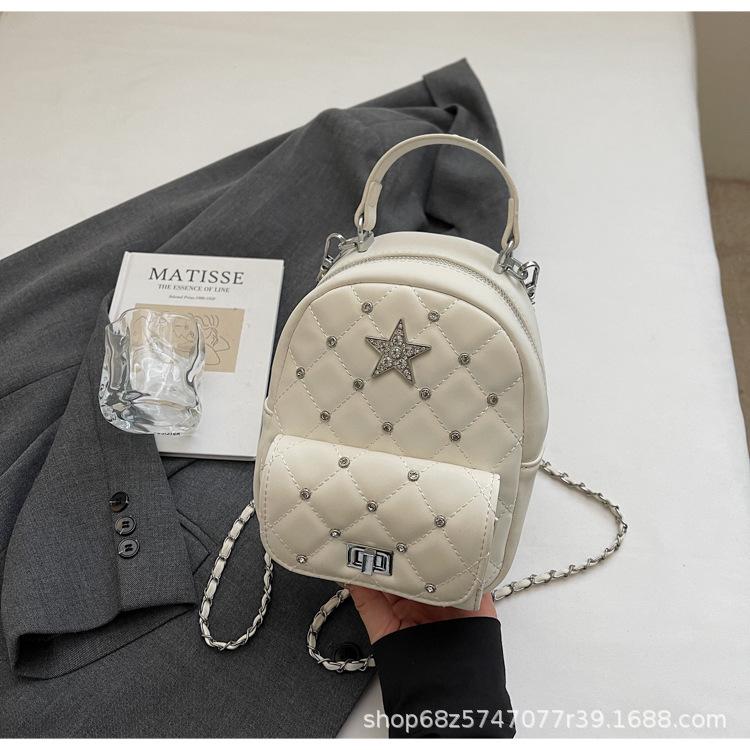 Xiaoxiangfeng Backpack Women's 2025 New Fashion Diamond Chain Messenger Bag Versatile Travel Small Backpack