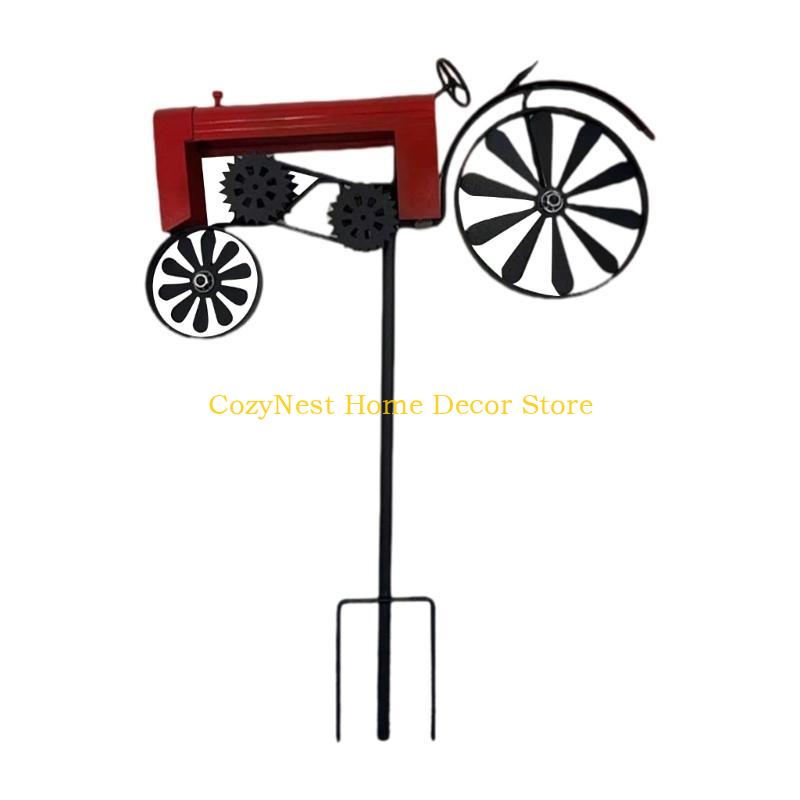 92MF Farmhouses Iron Tractor Windmill Spinner With Rotating For Patios Landscape