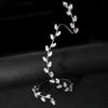 Bracciale Lusso Semplice Elegante alla Moda Strass Regolabile Foglia Zirconia Cubica Bracciale Mano Palmo Gioiello Intarsio Metallico