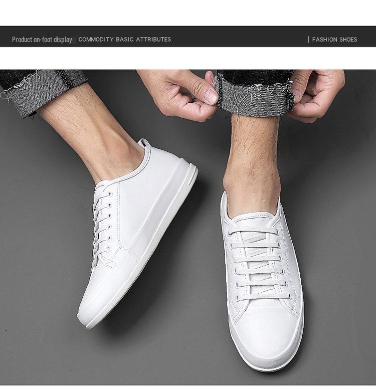 2024 Spring Men's Trendy Genuine Leather Breathable Lace-up Casual Sneakers, Large Size Available